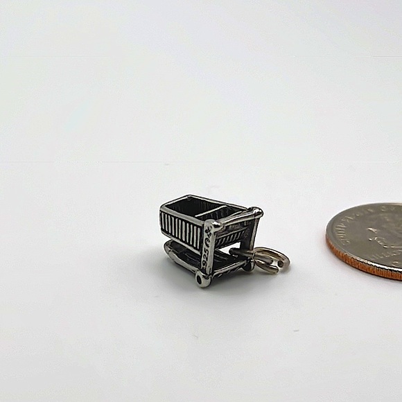 925 Sterling Silver Grocery Cart Charm - Picture 3 of 3